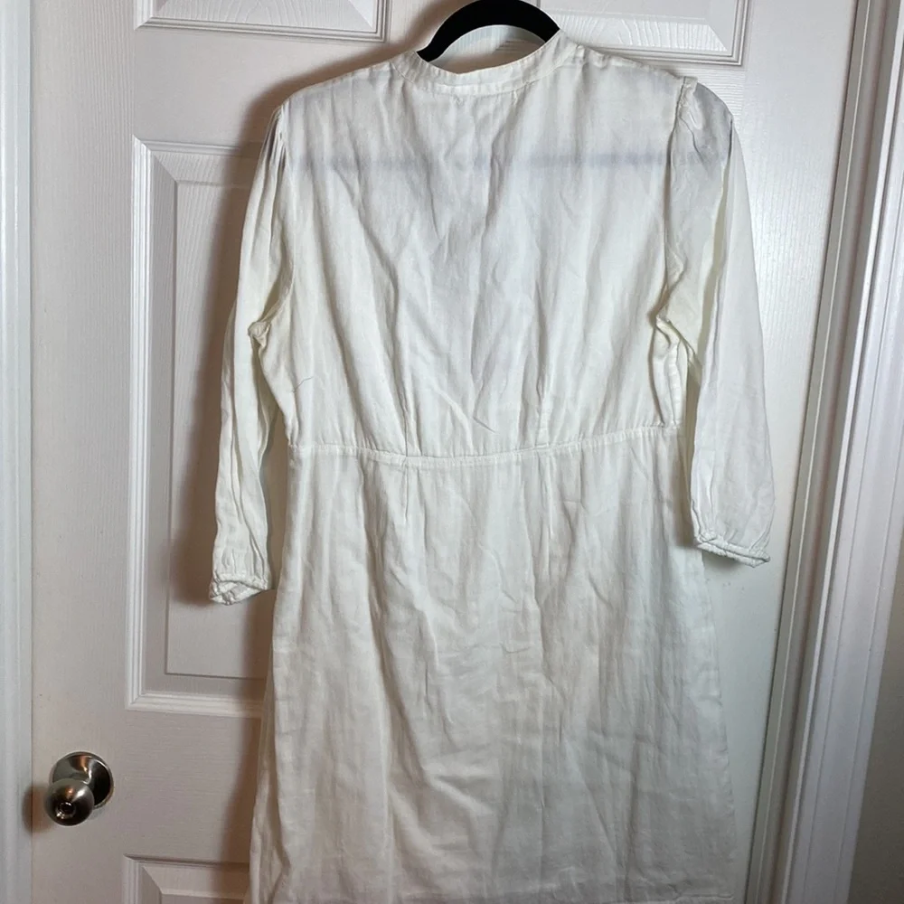 Lucky Brand Floral Neck Line Embroidered Dress Size Medium Side Zip